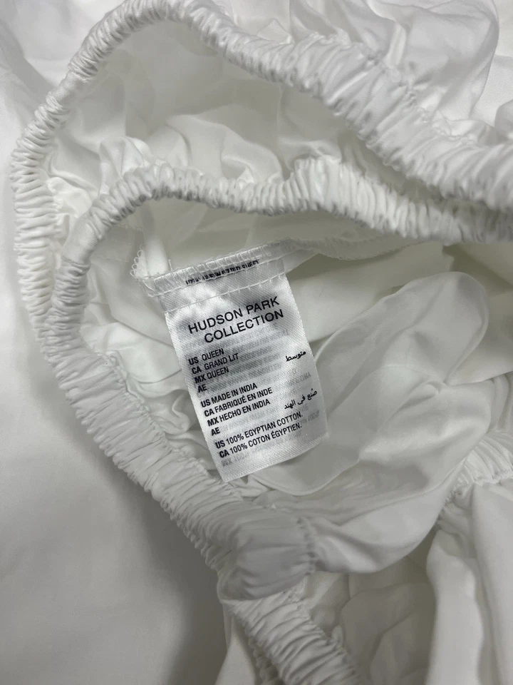 Hudson Park Italian Linens Percale QUEEN Fitted Sheet + Queen Flat Sheet White - Image 4 of 4