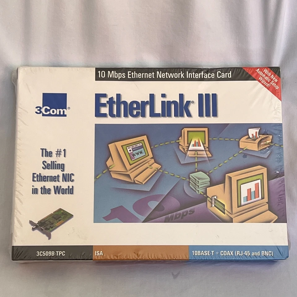 3Com EtherLink III 3C509B-TPC COAX (RJ 45 & BNC) Network Interface Card *NEW* - Image 4 of 4