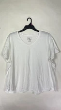 Just My Size Womens T Shirt V Neck Short Sleeve Solid White Plus Size 5X