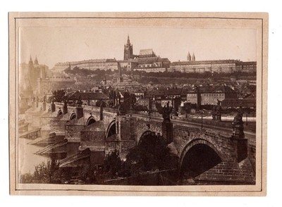 Prag Karlsbrücke Hradschin 1881 Albumin Fotografie Charles Bridge Prague Antique