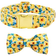 Sunflower Dog Collar Bow Fall Pet Supplies Adjustable Thanksgiving M