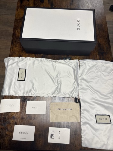 Gucci shoe box empty + 2 shoestrings original bags NICE LOT designer