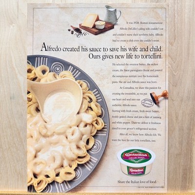 1992 Contadina Alfredo Sauce Tortellini Vintage Print Ad Food Advert Art