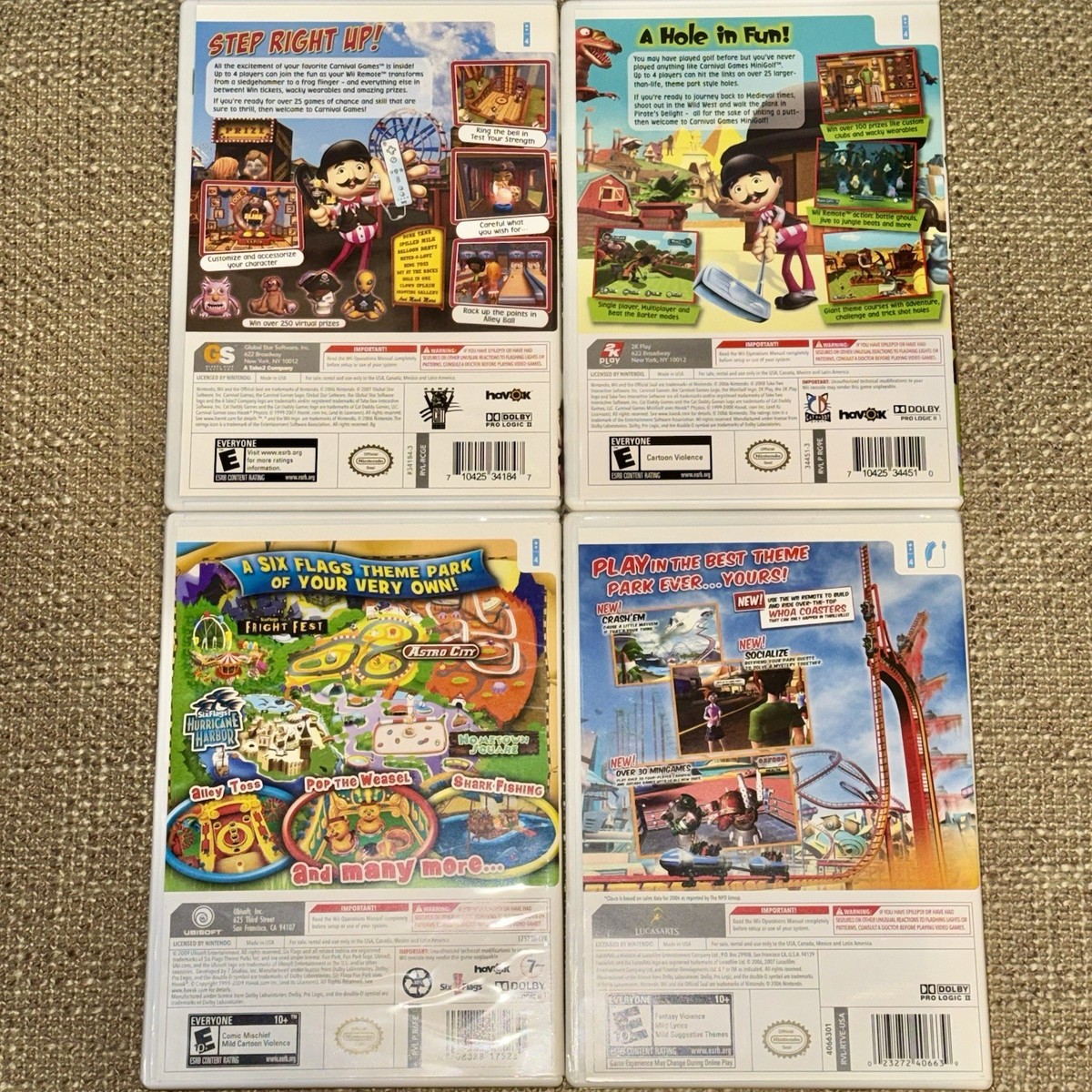 Nintendo Wii Games Lot Bundle - CARNIVAL AMUSEMENT PARKS - Tested