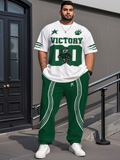 Men's sportswear plus-size monogram print short-sleeved T-shirt