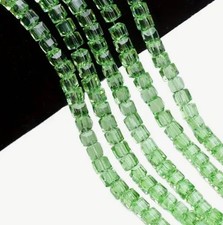 4mm Faceted Crystal Cube Beads Light Green Qty:25