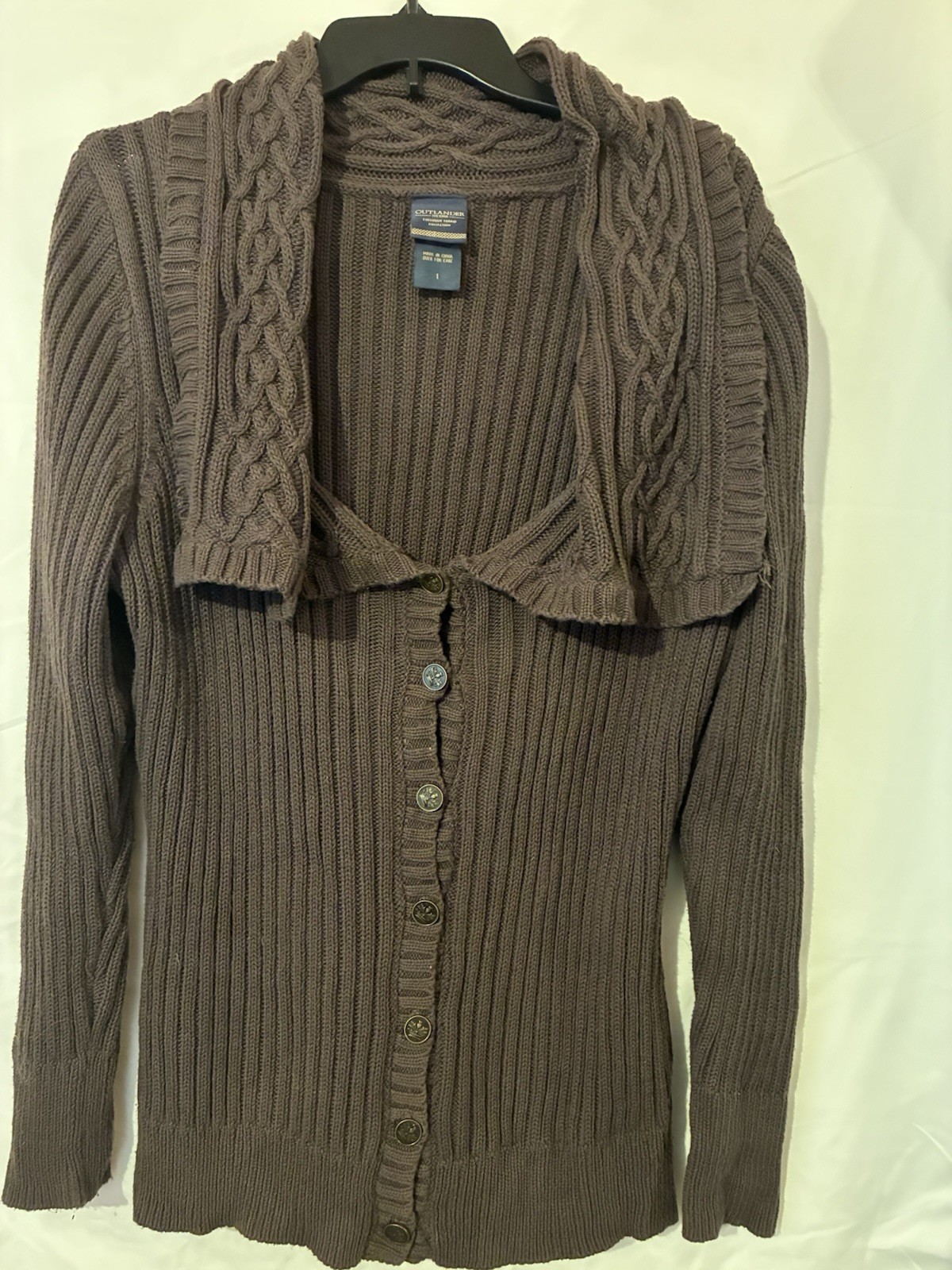 Outlander Torrid Brown Cable-Knit Button Cardigan… - image 1