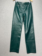 Aritzia Wilfred The Melina Straight High Rise 6 Faux Leather Pants Green