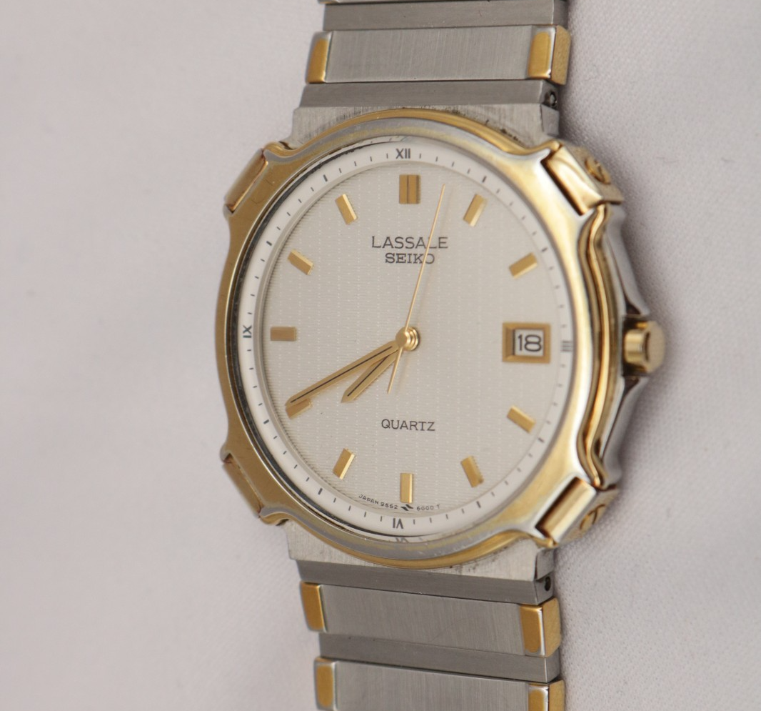 Seiko Lassale Quartz 9552-6009 Watch Men Two Tone Dial Bracelet
