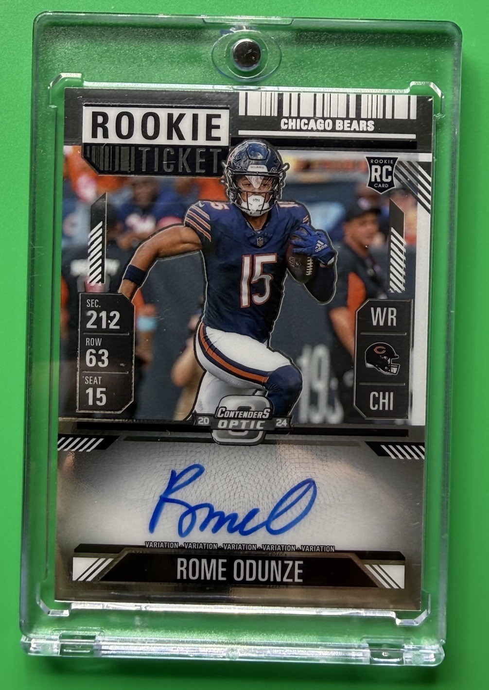 2024 Contenders Optic Rome Odunze Rookie Ticket ON CARD AUTO RC VARIATION #104B