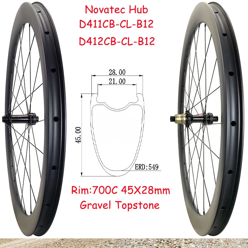 NEW BALANCE Set ruote bici strada ghiaia 45x28mm 700C cerchio carbonio tubeless boost mozzo blocco centrale