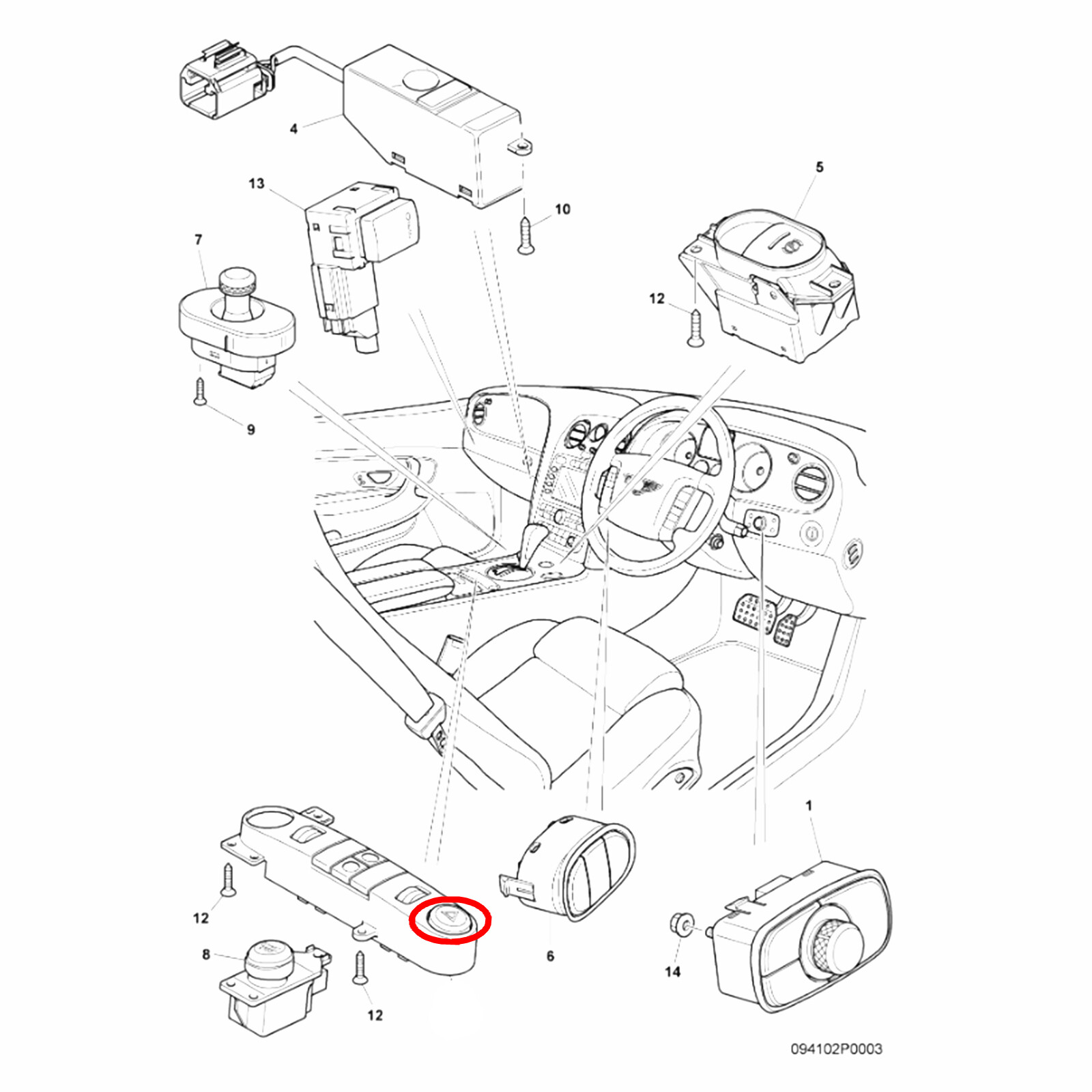 Hazard Warning Light Switch Button Replace for 2006-2017 Bentley Flying Spur