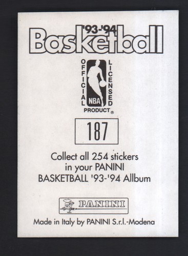 1993-94 Panini Basketball Sticker #187 Shaquille O'Neal NrMt-Mint - Bild 2 von 2