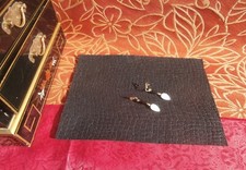 Estate Vintage 1980's Black White Bird Feather Motif Drop / Dangle Earrings