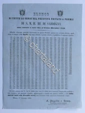 Kingdom of Sardinia - List Series Private Loan with Prizes drawn by lot - 1859