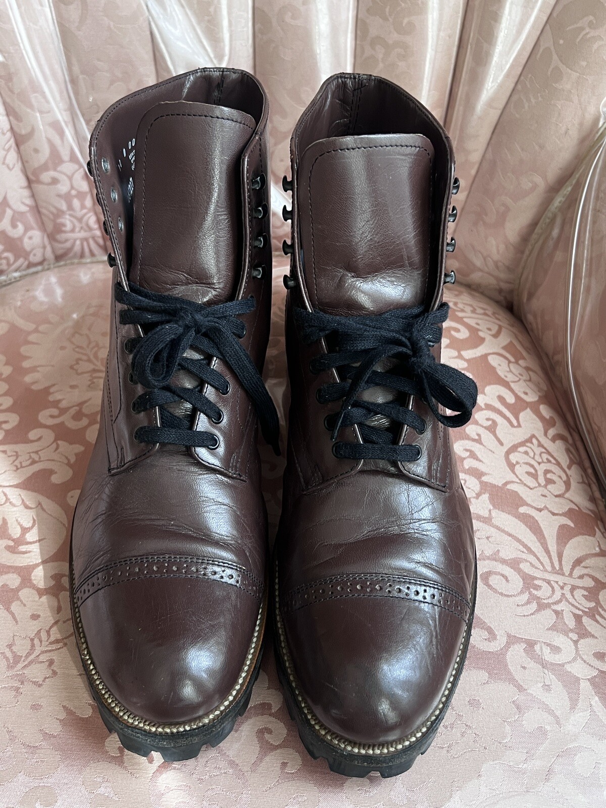 SAOLA Stivali vintage Stacy Adams in pelle suola vibrante tg. Pattini personalizzati 10D