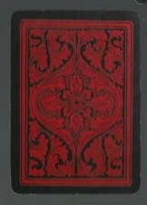 EW5 Swap Playing Cards 1  VINT WIDE U.K.ART NOUVEAU  BLACK /RED FLORAL DESIGN  