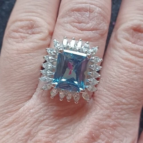 ¡NUEVO! Anillo QVC Nolan Miller Tallas: 8 O 9 Denim Azul Cristal Austriaco Rodio Foto 4 de 4