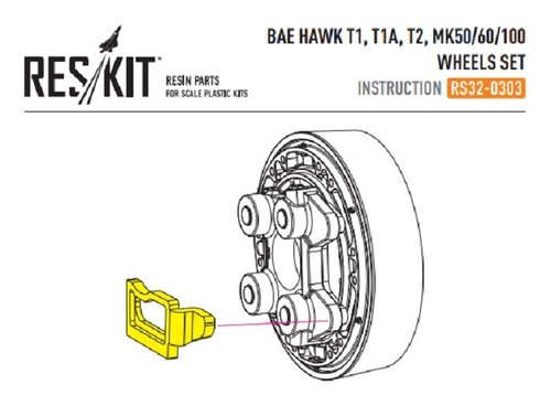 ResKit RS32-0303 Scale 1:32 BAe Hawk T1, T1A, T2 MK50/60/100 wheels set weighted - Picture 2 of 24