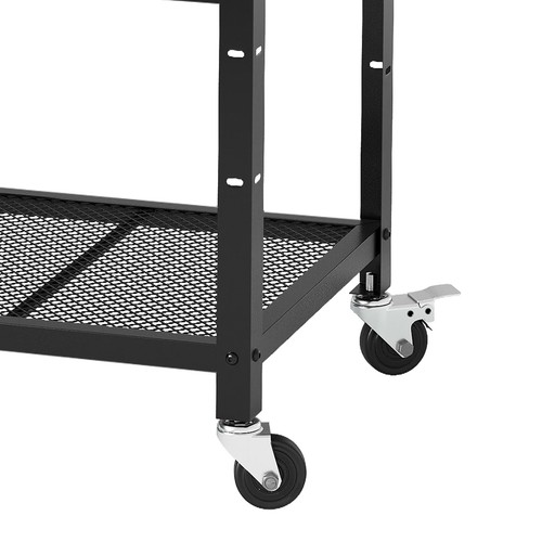 Outdoor Kitchen Cart Stainless Steel Grill Tables Flip Top 3-Tier Storage Shelf - Picture 9 of 11