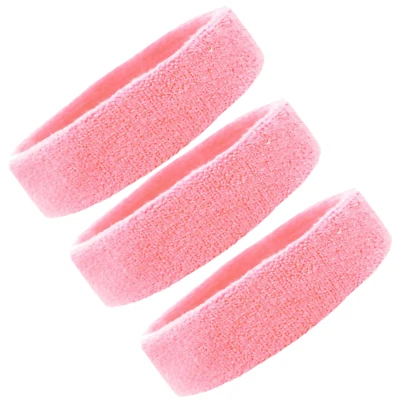 KENZ LAURENZ 3 PINK TERRY SWEATBAND Cotton Headbands Absorbent Workout Quality Sport BANDS