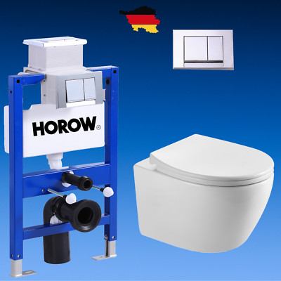 Komplett 82cm Vorwandelement Spülkasten / Wand WC Hänge Toilette mit WC-Deckel