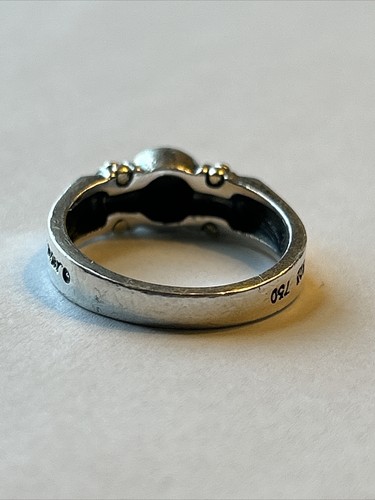 LAGOS Caviar Sterling Silver 925 & 18k Gold Hematite Cabochon Ring Sz 7.5 VTG - Picture 17 of 21