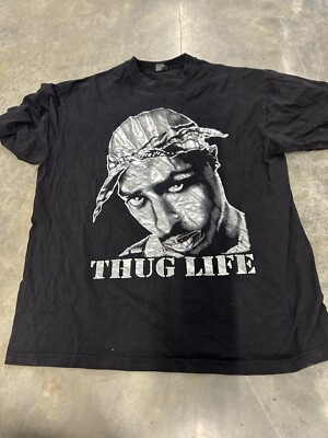 Vintage Tupac 2PAC Shirt Thug Life RARE Black 3XL Griffin