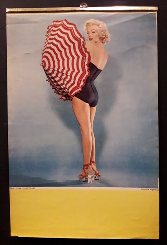 Pin-up de Marilyn con paraguas, calendario vintage de los años 50, ¡RARO!¡! eBay