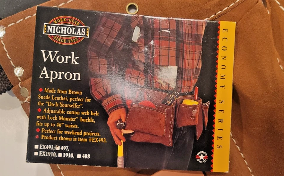 NICHOLAS Work Gear Made in USA Heavy Suede Cowhide No. 497 Tool Pouch New - Image 3 of 4