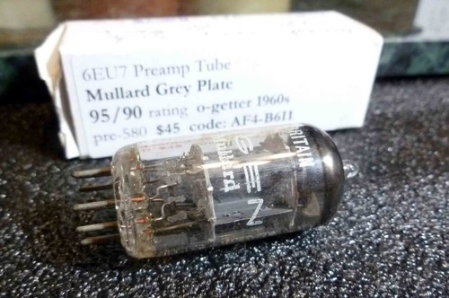 Mullard made 6EU7 60s Short Grey Plate O getter 95/90 each side - Picture 3 of 3