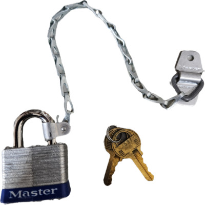 Master Lock 3C6KA-3597 Laminated Steel Padlock w/Collar and Chain Keyed Alike Ke
