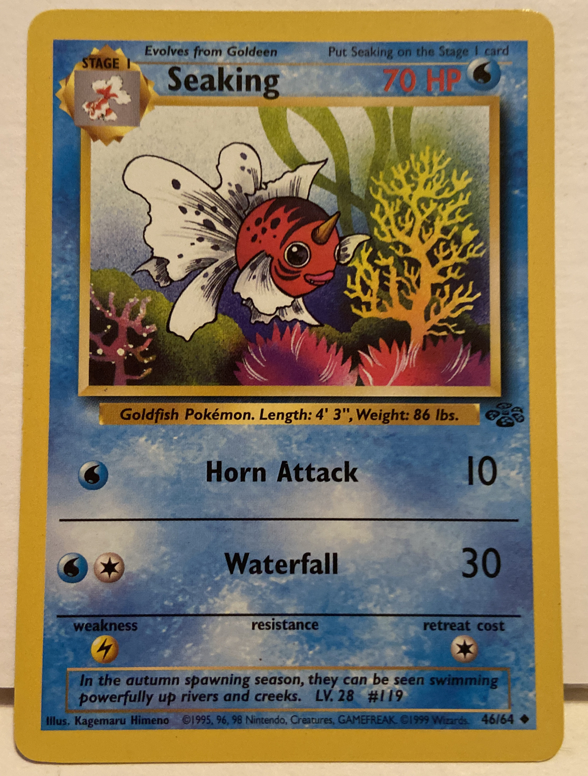 Pokemon Card Jungle Seaking 46/64 1st Edition Uncommon NM