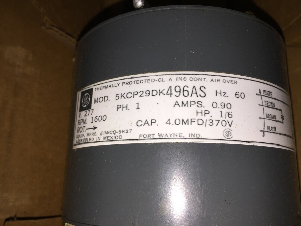 IWCQ5827 GE 5KCP29DK 496AS 1/6 HP 277V 1600 RPM Motor | eBay