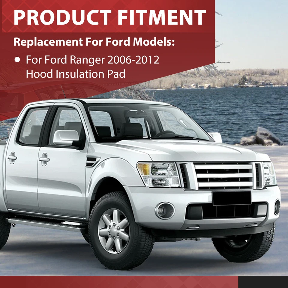NUEVA almohadilla aislante capó 1/2" con clips negra para Ford Ranger 2006-2012 Foto 3 de 4