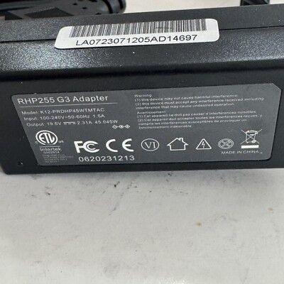 RHP255 G3 Adapter Model K12-prdhp45wtmtac 19.5v 100-240v 1.5a New E23