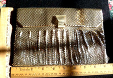 Vintage Whiting  Davis Silvertone Mesh Clutch Bag w/Coin Purse  Mirror