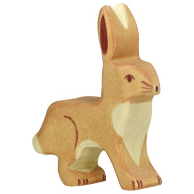 Holztiger 80097 Rabbit Ears Up 7 Cm Wooden Figures Series Farmland