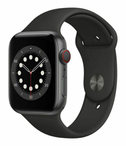 Apple Watch Series 6 44mm Space Gray Case Black Band GPS + Cellular Very Good - Picture 1 of 1