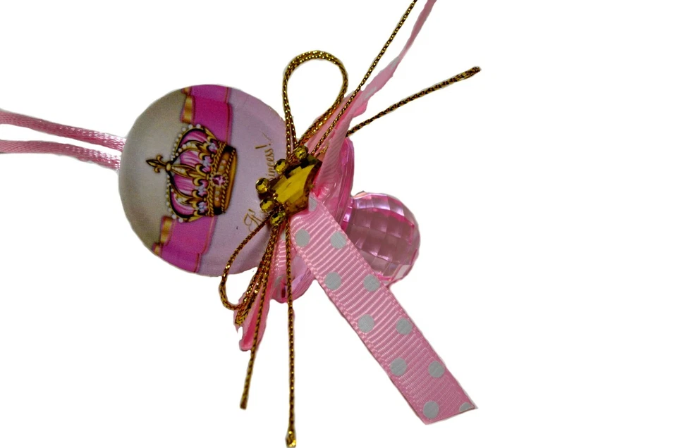 Collares Chupete Baby Shower "Corona Real-Corona Princesa" Juego Baby Shower Foto 3 de 4