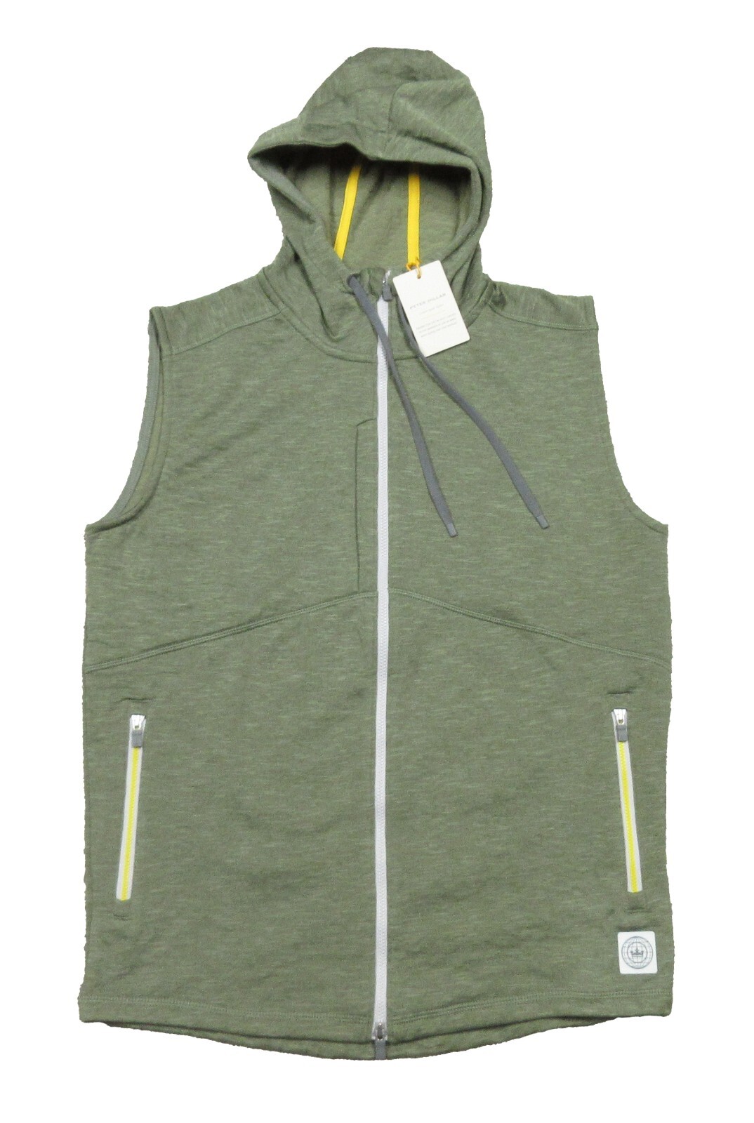 Peter Millar Men's Olive Leaf Eclipse Performance Full Zip Hoodie Vest