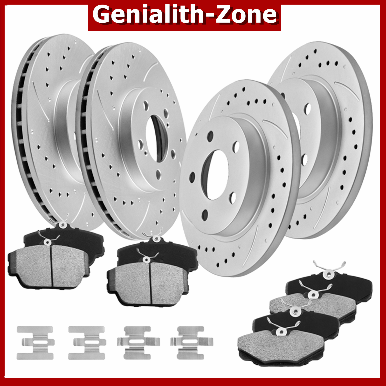 294mm Front & 256mm Rear Drilled Rotors + Brake Pads for 2001-2005 Mercury Sable