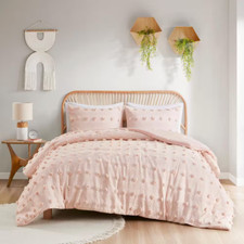 Vera 3-Piece Pink King/Cal King Clip Jacquard Comforter Set Free Shipping New