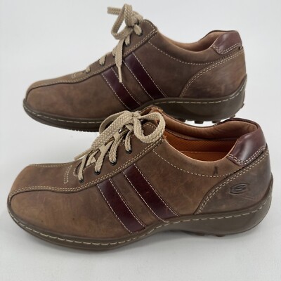 Vintage 90's Skechers MENS Brown Leather Lace Up Square Toe Casual
