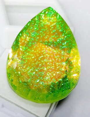 Monarch Fire Opal Certified 87-88 Ct Doublet Pear Cut Gemstone Natural JP032