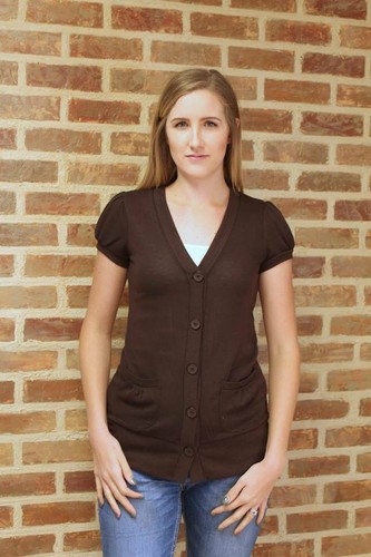 NWT Brown Short Sleeve Button Down 