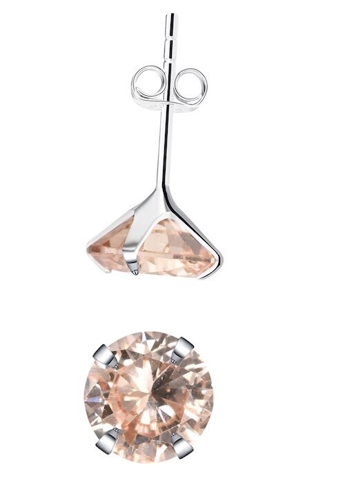 925 Silver round 6mm Citrine Zircon Stud Earrings for November's Birthstone