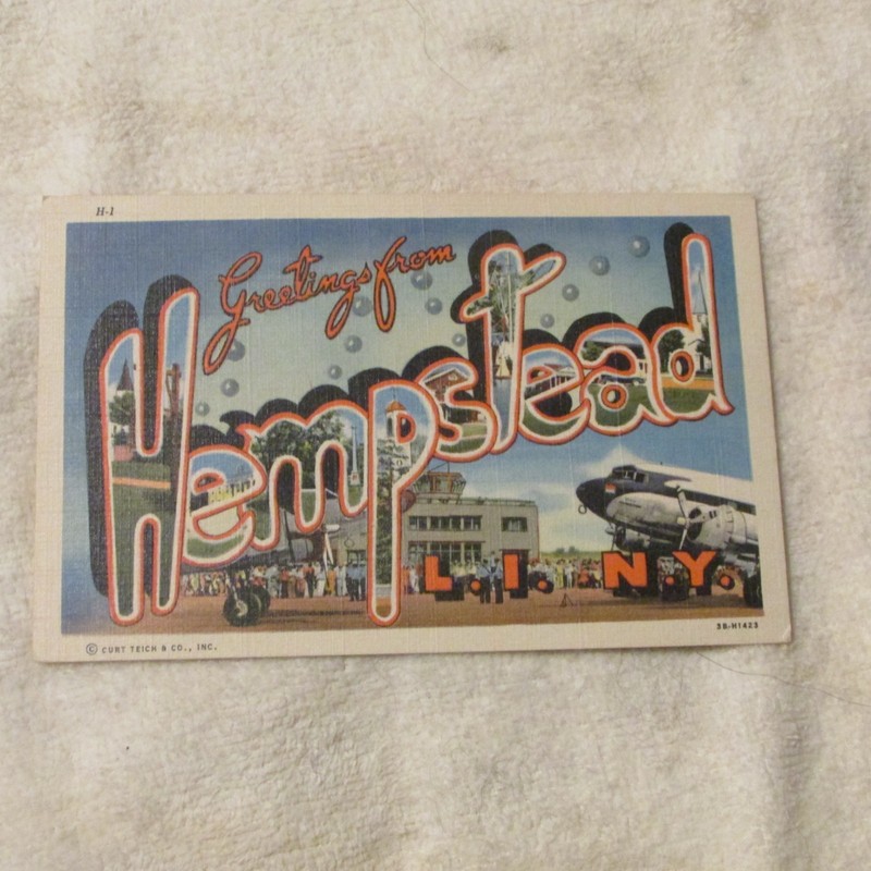 Linen Postcard Greetings from Hempstead L.I. N.Y. Help the Animals