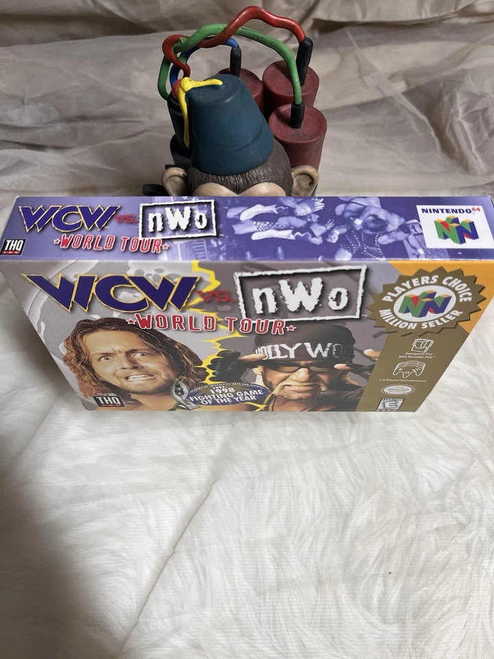 WCW vs NWO World Tour N64 CIB Completo con Manuales Insertos Póster Juego Probado Foto 3 de 4