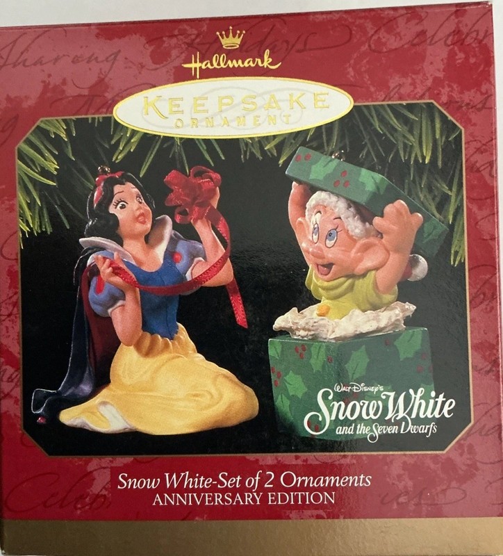 Hallmark Disney’s Snow White And Dopey Anniversary Edition  Set of 2 Ornaments